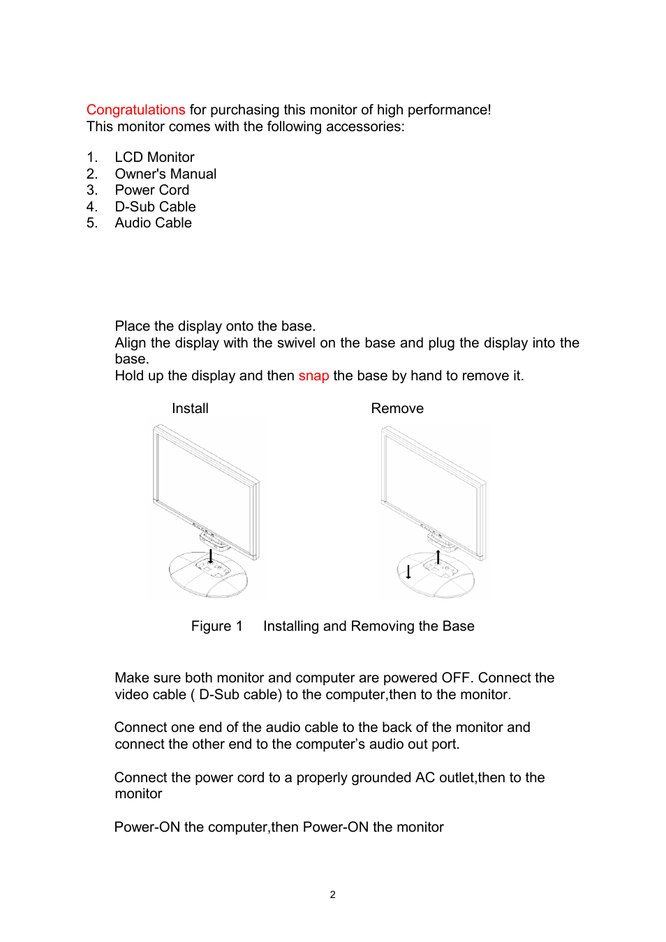 First setup | Envision Peripherals G2016WA2 User Manual | Page 5 / 12