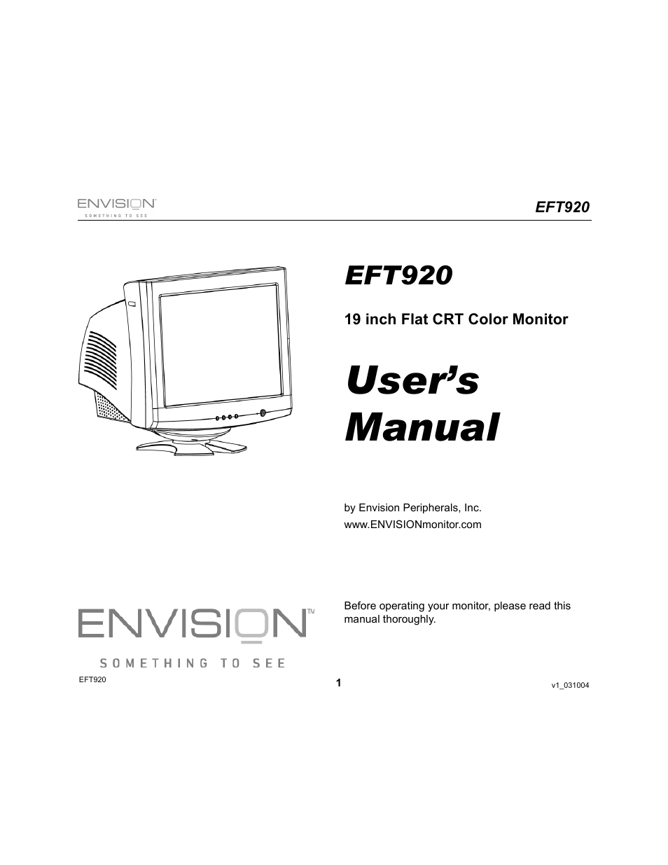 Envision Peripherals EFT920 User Manual | 14 pages