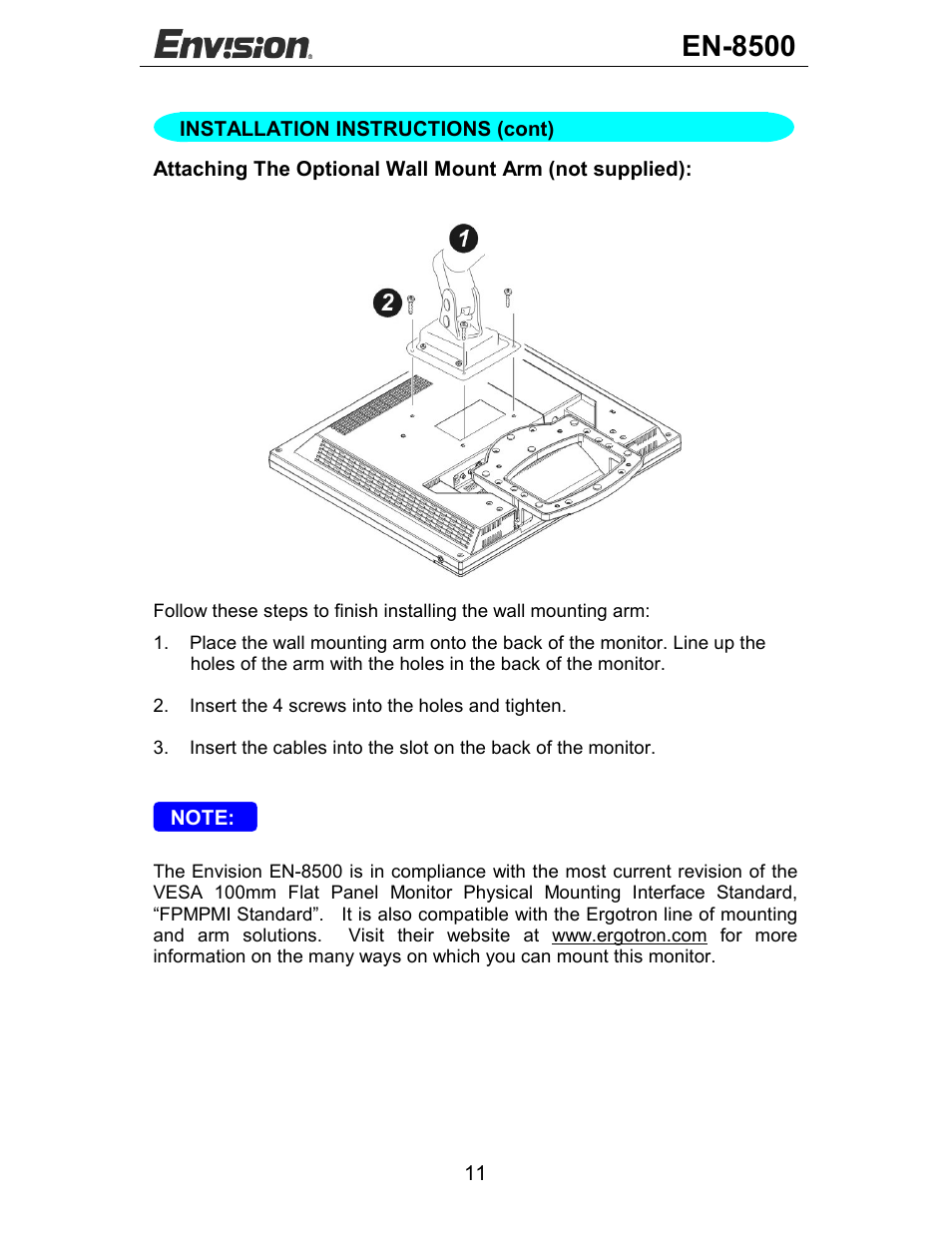 En-8500 | Envision Peripherals EN-8500 User Manual | Page 12 / 32