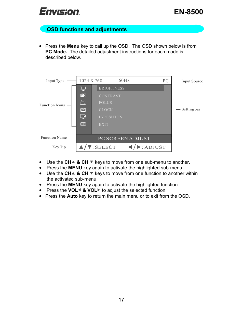 En-8500 | Envision Peripherals EN-8500 User Manual | Page 18 / 32