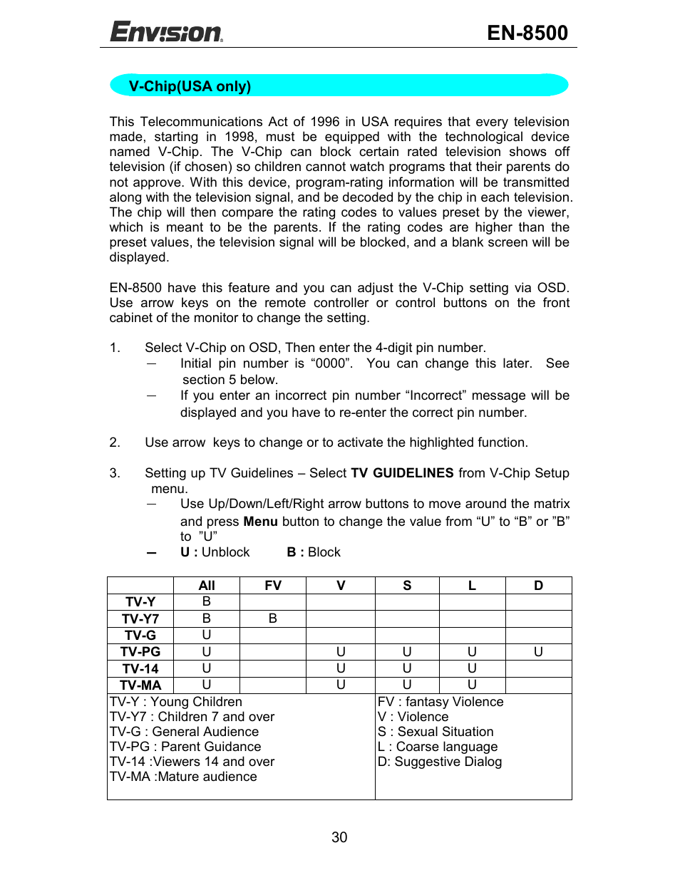 En-8500 | Envision Peripherals EN-8500 User Manual | Page 31 / 32