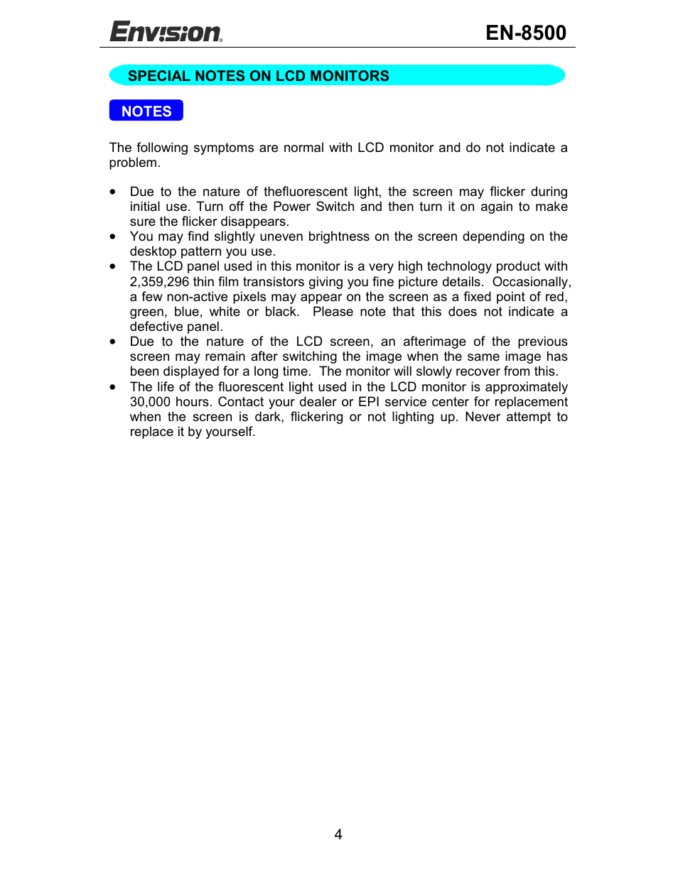 En-8500 | Envision Peripherals EN-8500 User Manual | Page 5 / 32