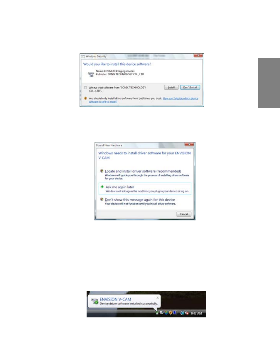 En g lis h | Envision Peripherals WebCam User Manual | Page 7 / 55