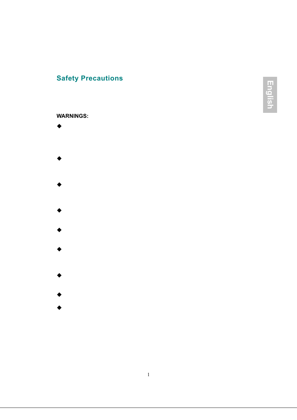 Safety precautions, English | Envision Peripherals Envision Professional G918w1 User Manual | Page 4 / 13