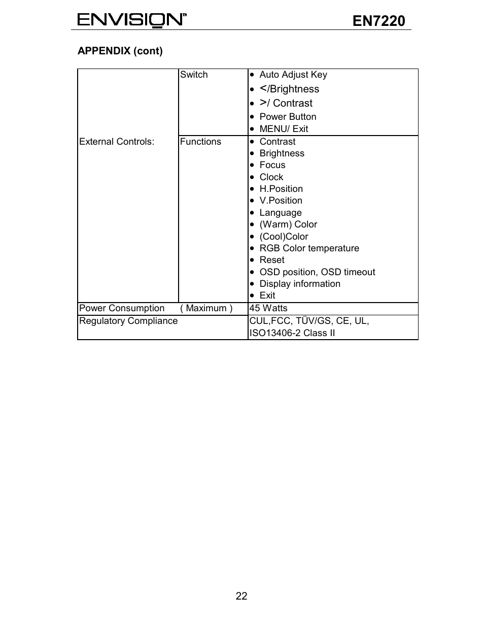 En7220 | Envision Peripherals EN7220 User Manual | Page 23 / 25