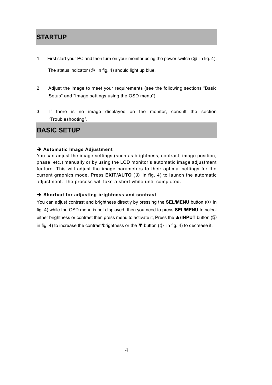 4 startup, Basic setup | Envision Peripherals LCD User Manual | Page 5 / 11