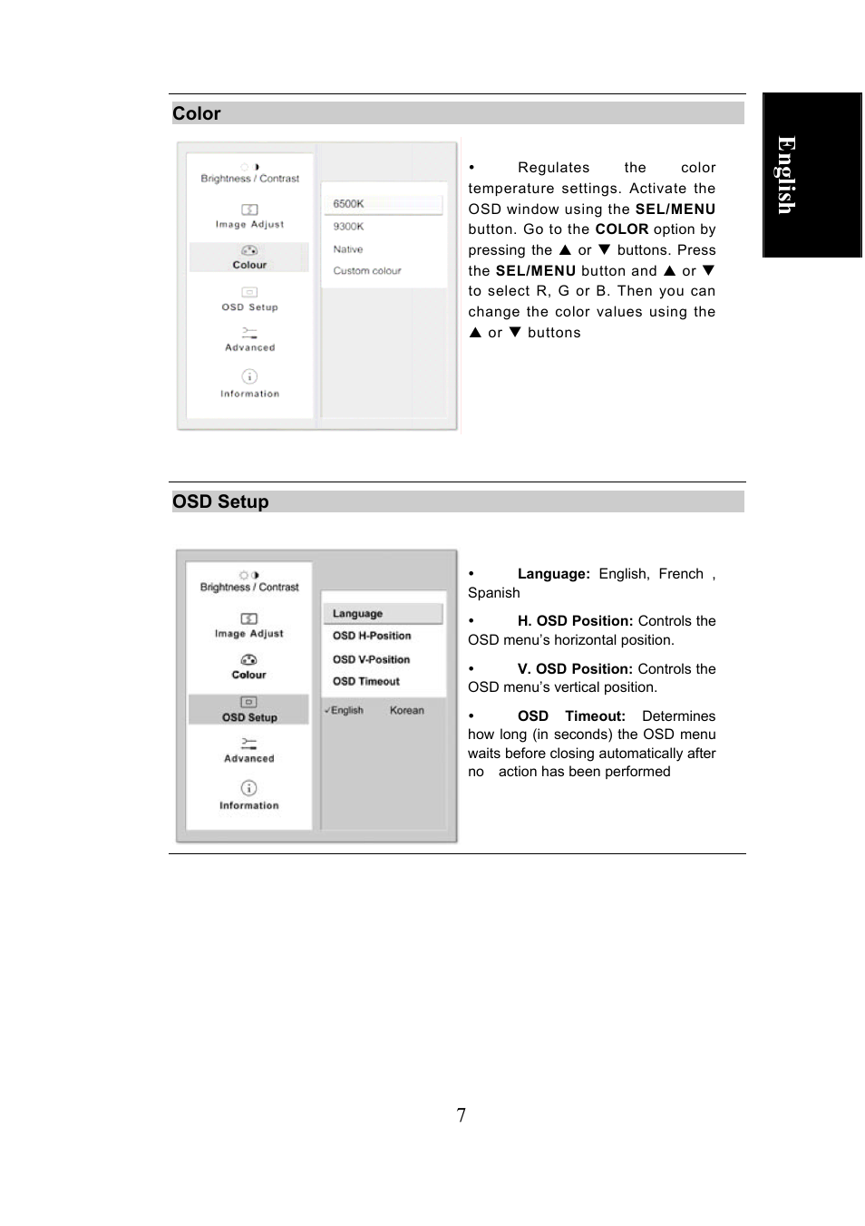 Deutsch, Français, Italiano | Español, English, Nederlands | Envision Peripherals LCD User Manual | Page 8 / 11