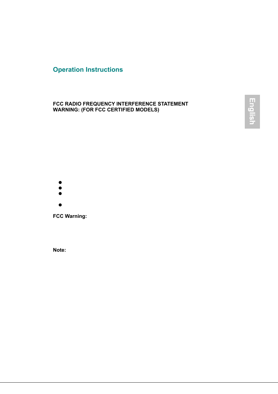 Operation instructions, English, Glish | Envision Peripherals Envision H1781 User Manual | Page 2 / 14