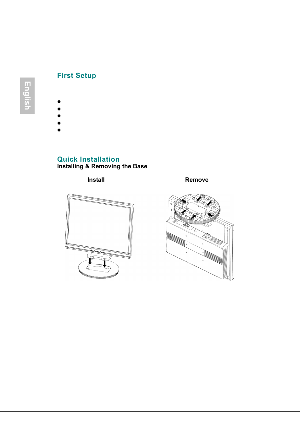 First setup, Quick installation, English | Envision Peripherals Envision H1781 User Manual | Page 5 / 14