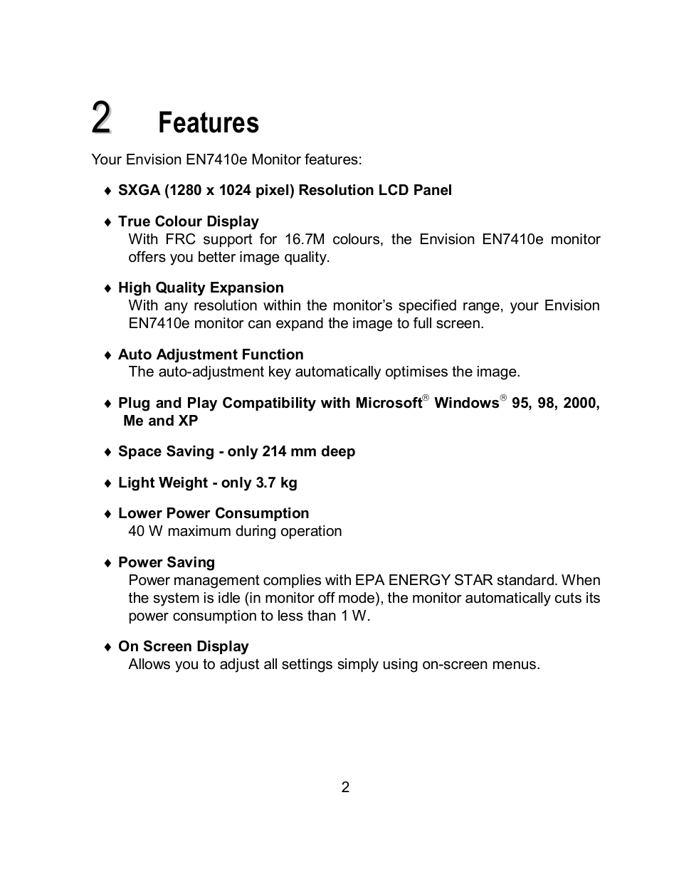 Features | Envision Peripherals EN7410e User Manual | Page 10 / 25