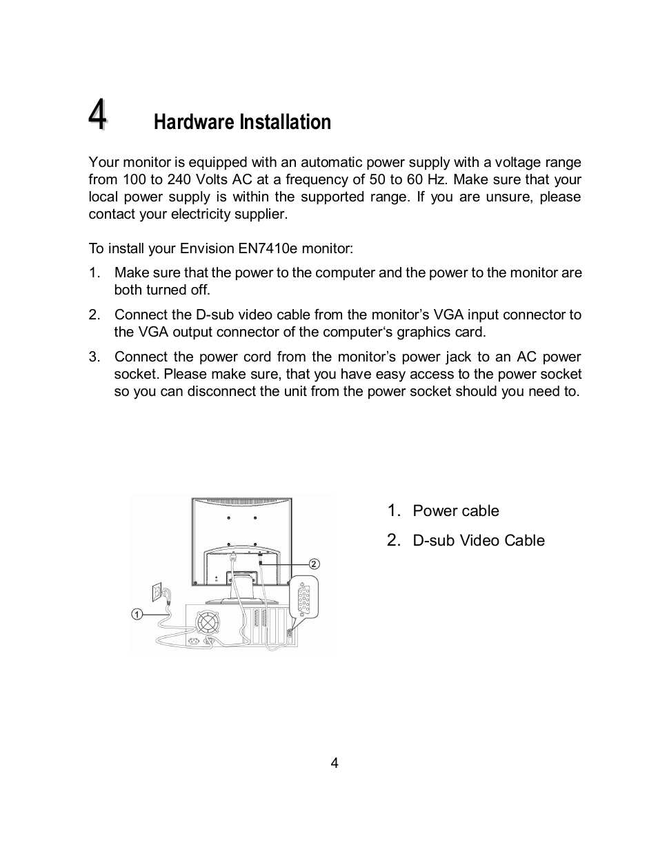 Hardware installation | Envision Peripherals EN7410e User Manual | Page 12 / 25