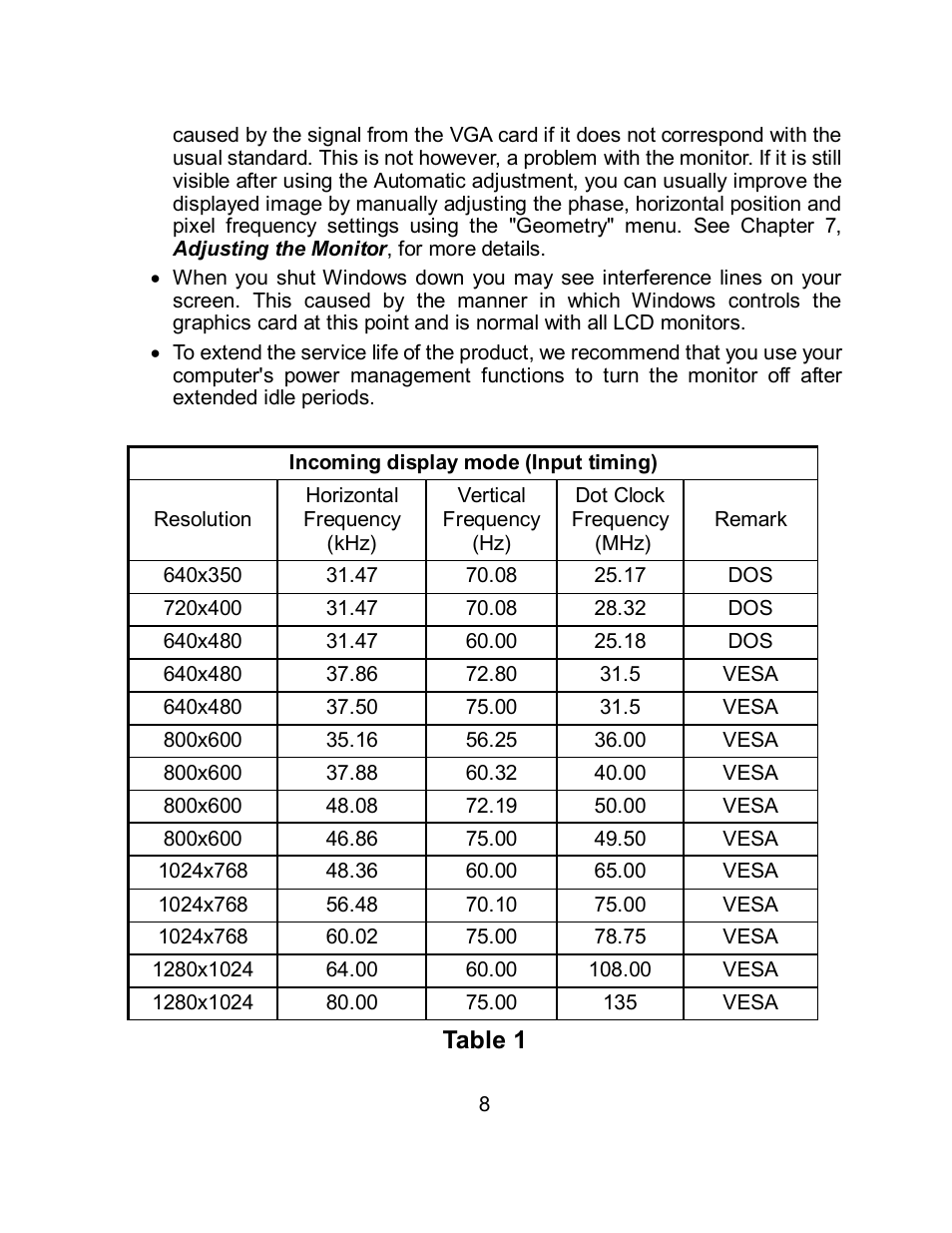 Table 1 | Envision Peripherals EN7410e User Manual | Page 16 / 25