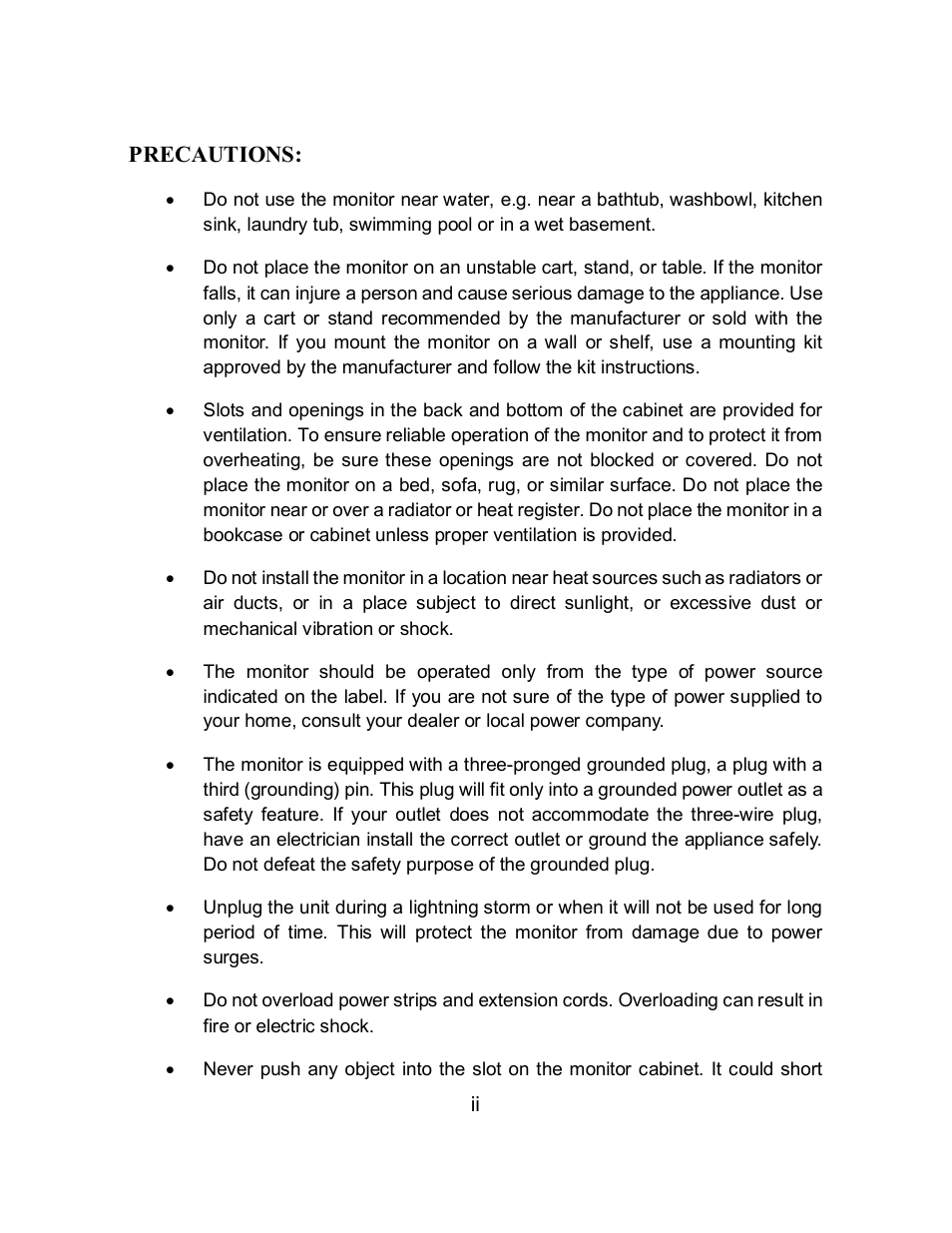Precautions | Envision Peripherals EN7410e User Manual | Page 3 / 25
