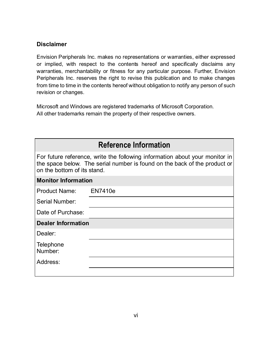 Reference information | Envision Peripherals EN7410e User Manual | Page 7 / 25