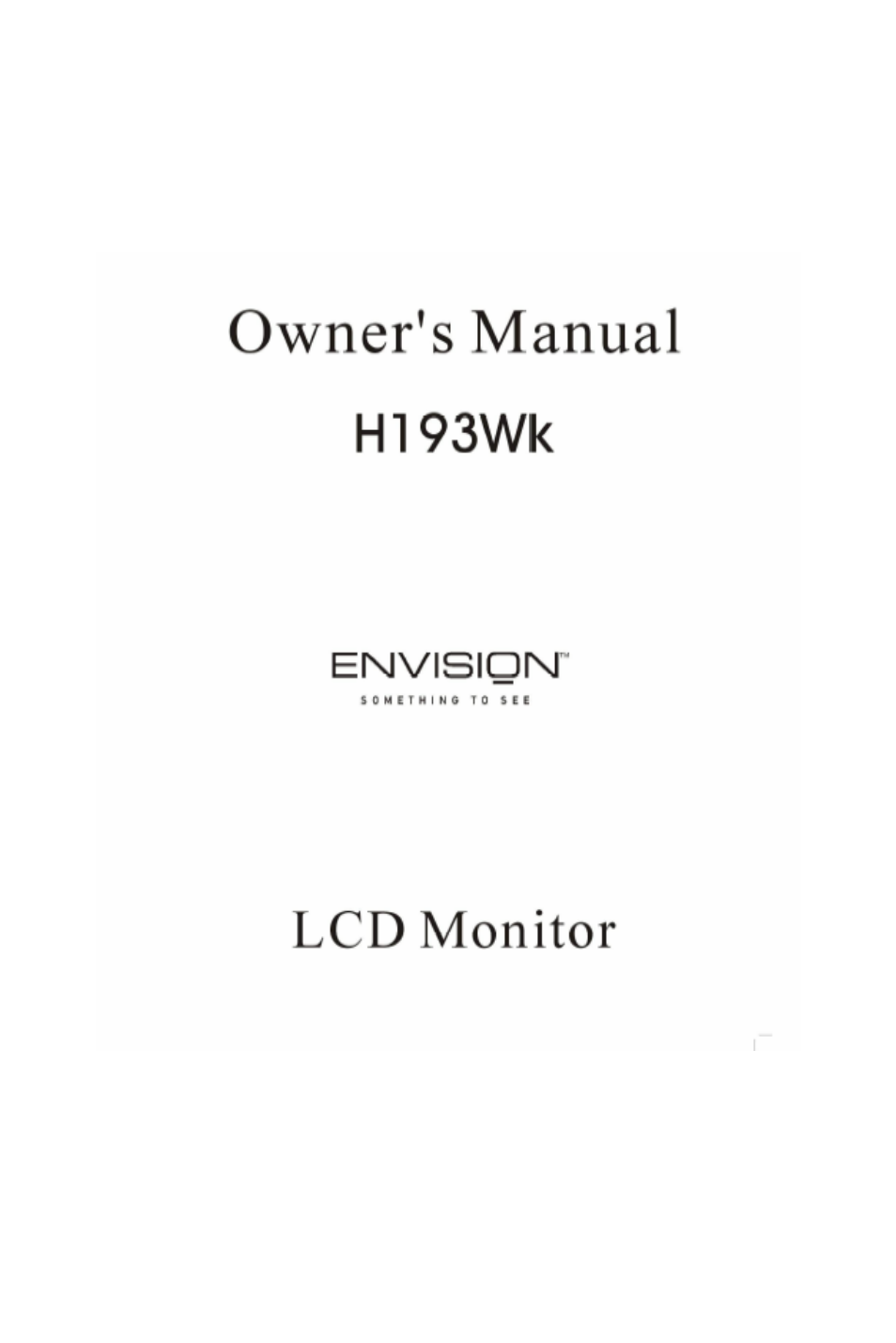Envision Peripherals H193WK User Manual | 20 pages