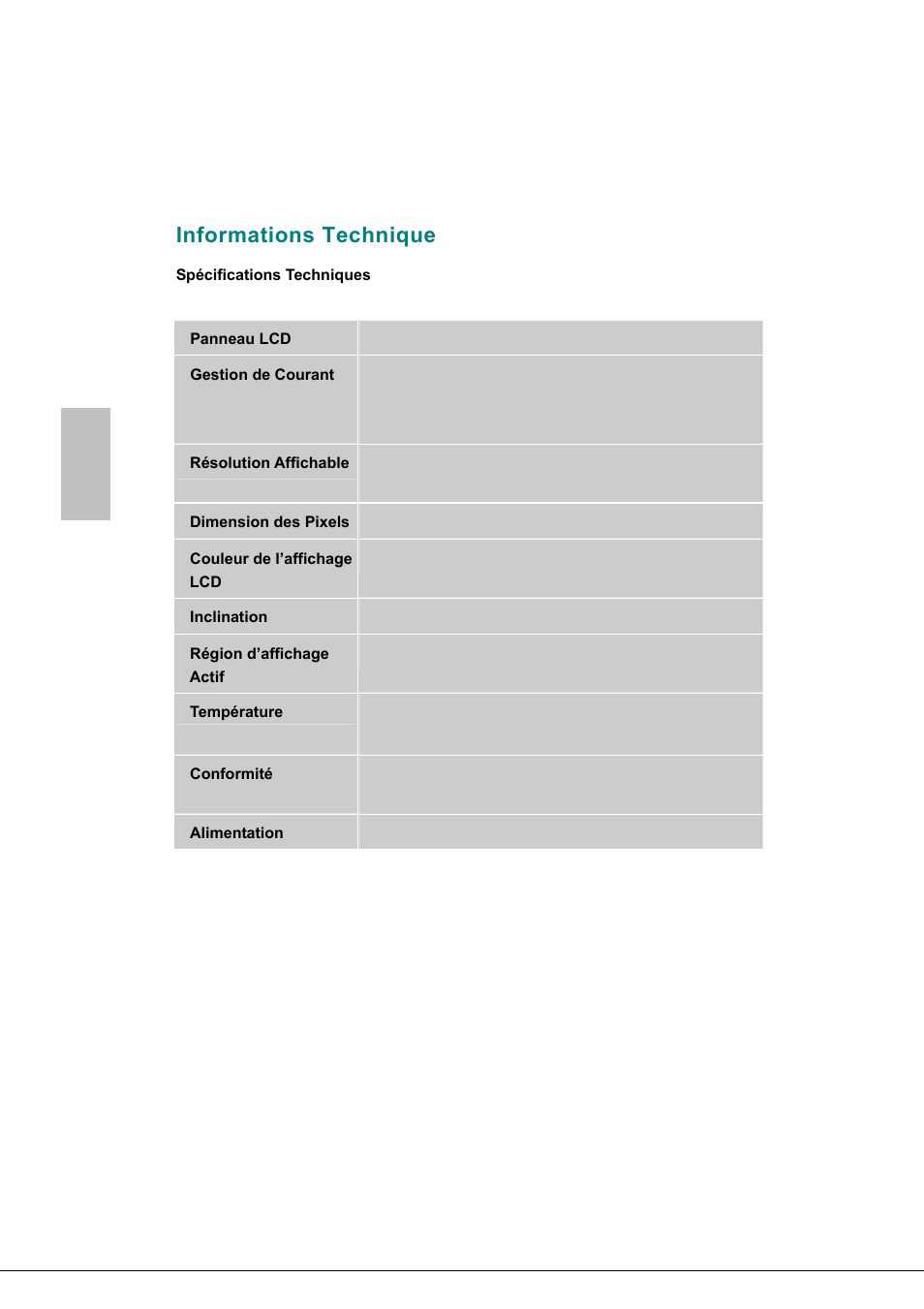 Informations technique, Région d’affichage actif, Conformité | Français | Envision Peripherals Envision H170L User Manual | Page 23 / 37