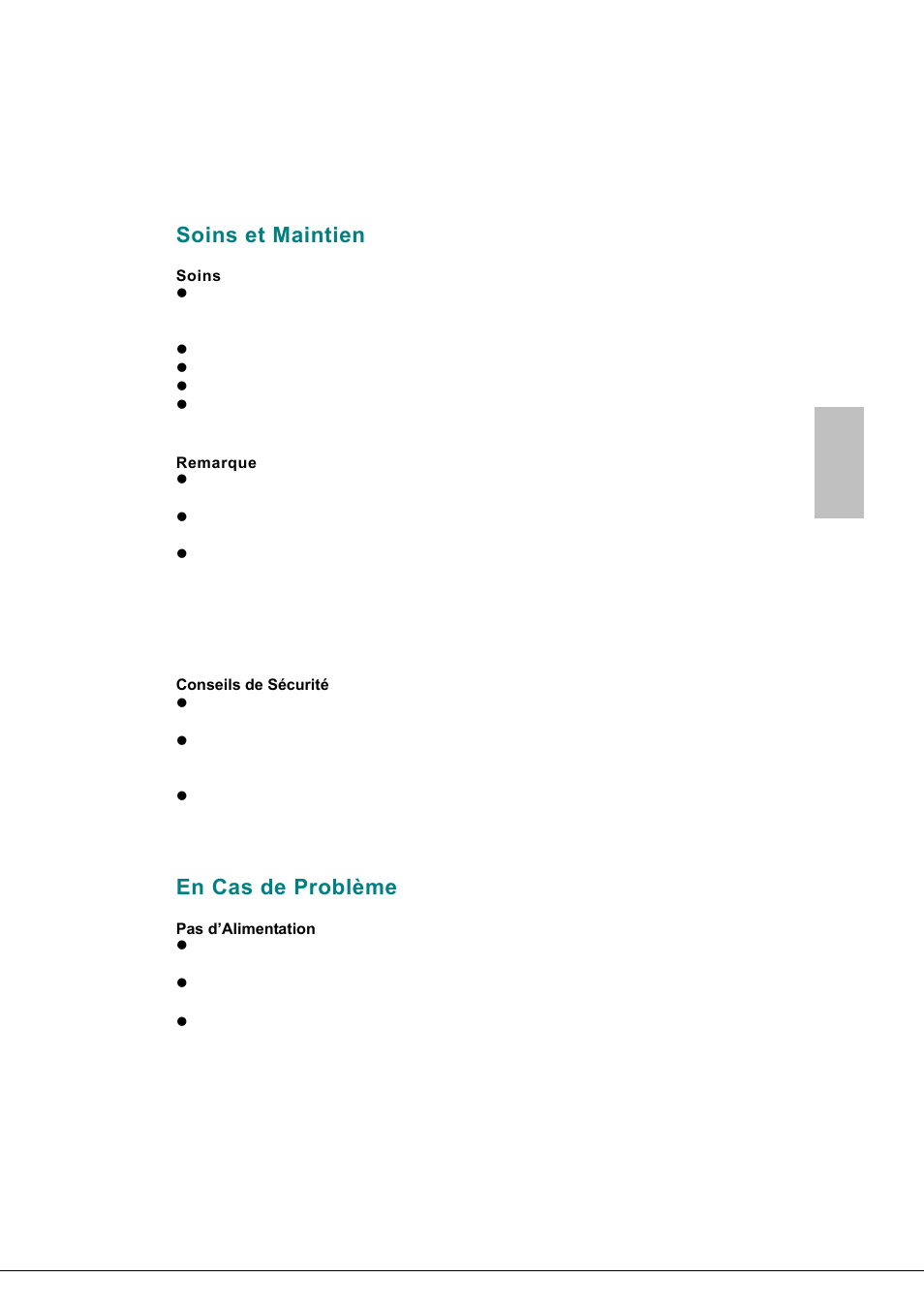 Soins et maintien, Soins, Remarque | En cas de problème, Français | Envision Peripherals Envision H170L User Manual | Page 24 / 37