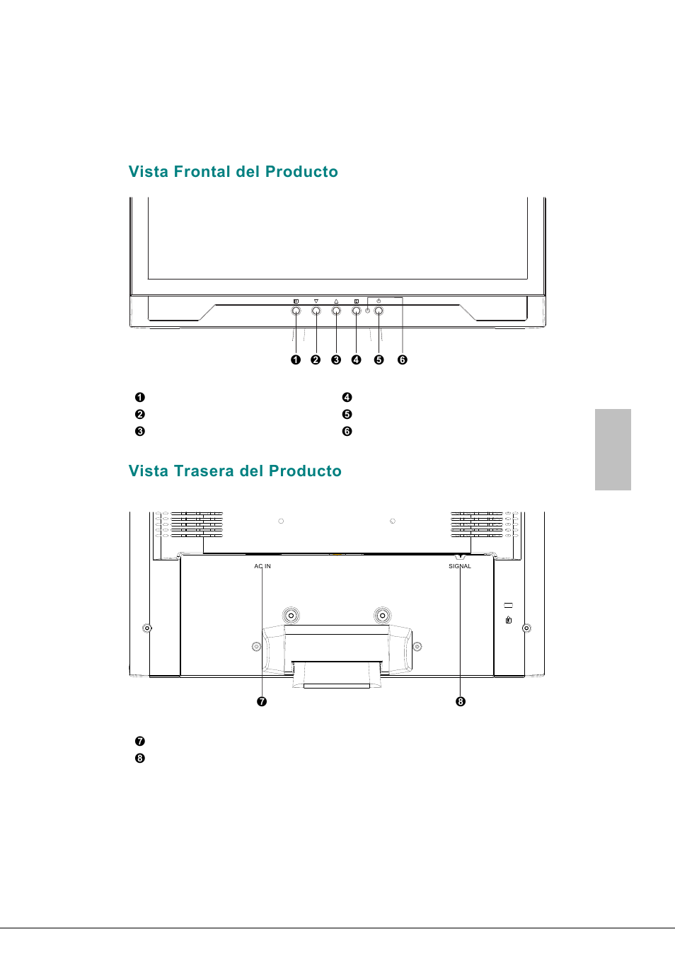Vista frontal del producto, Vista trasera del producto, Español | Envision Peripherals Envision H170L User Manual | Page 30 / 37
