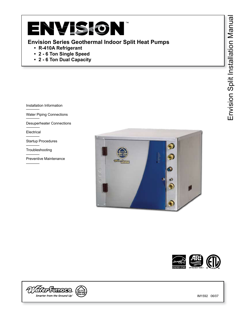 Envision Peripherals Geothermal Indoor Split Heat Pumps User Manual | 36 pages