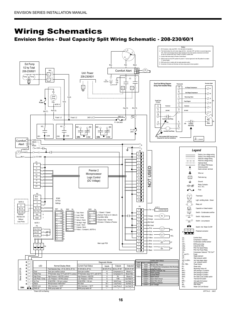 Wiring schematics, Envision series installation manual, Legend | Comfort alert | Envision Peripherals Geothermal Indoor Split Heat Pumps User Manual | Page 16 / 36