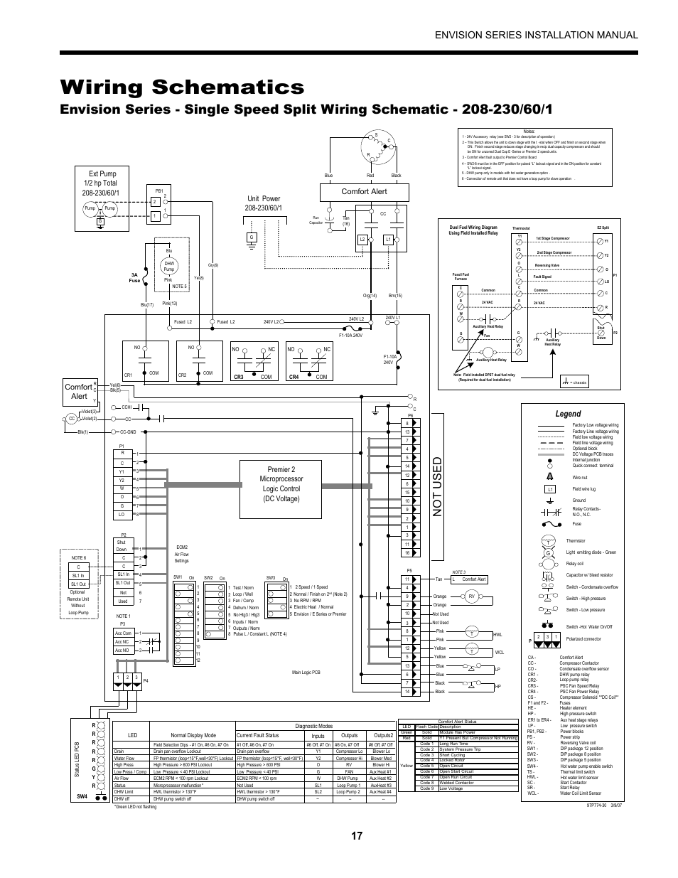 Wiring schematics, Envision series installation manual, Legend | Comfort alert | Envision Peripherals Geothermal Indoor Split Heat Pumps User Manual | Page 17 / 36