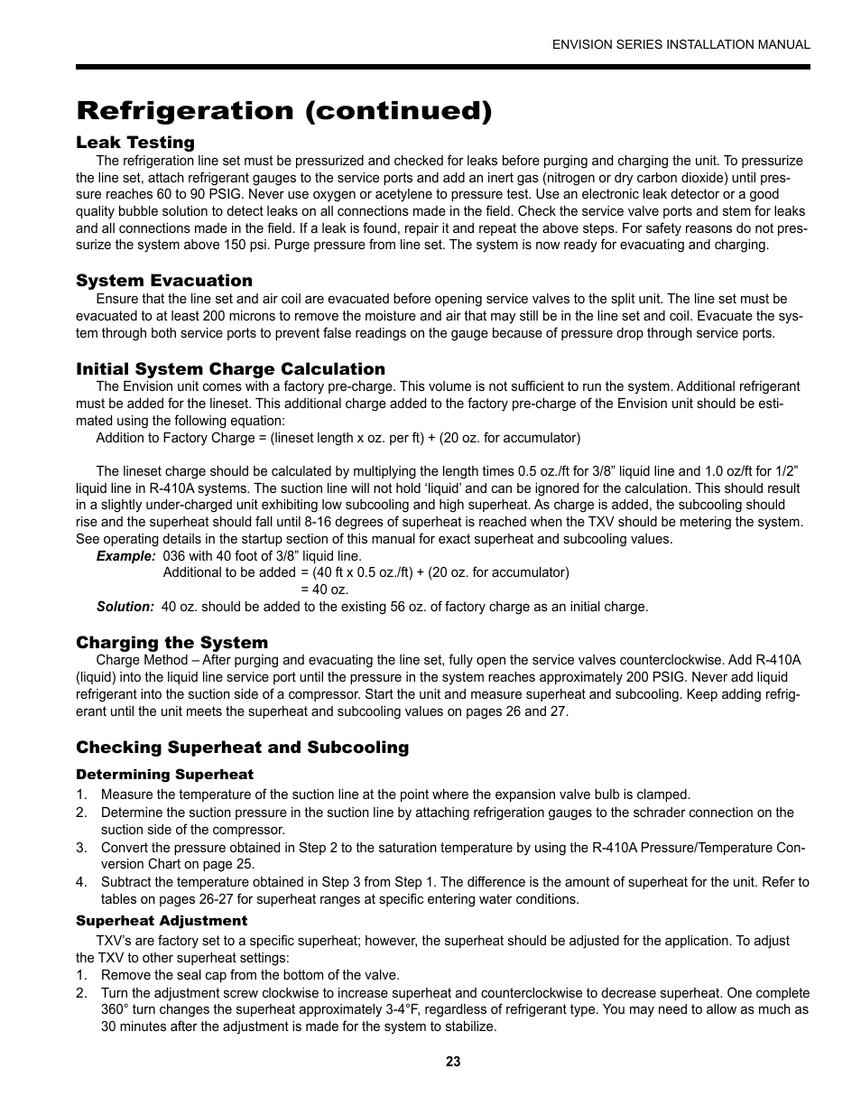 Refrigeration (continued) | Envision Peripherals Geothermal Indoor Split Heat Pumps User Manual | Page 23 / 36