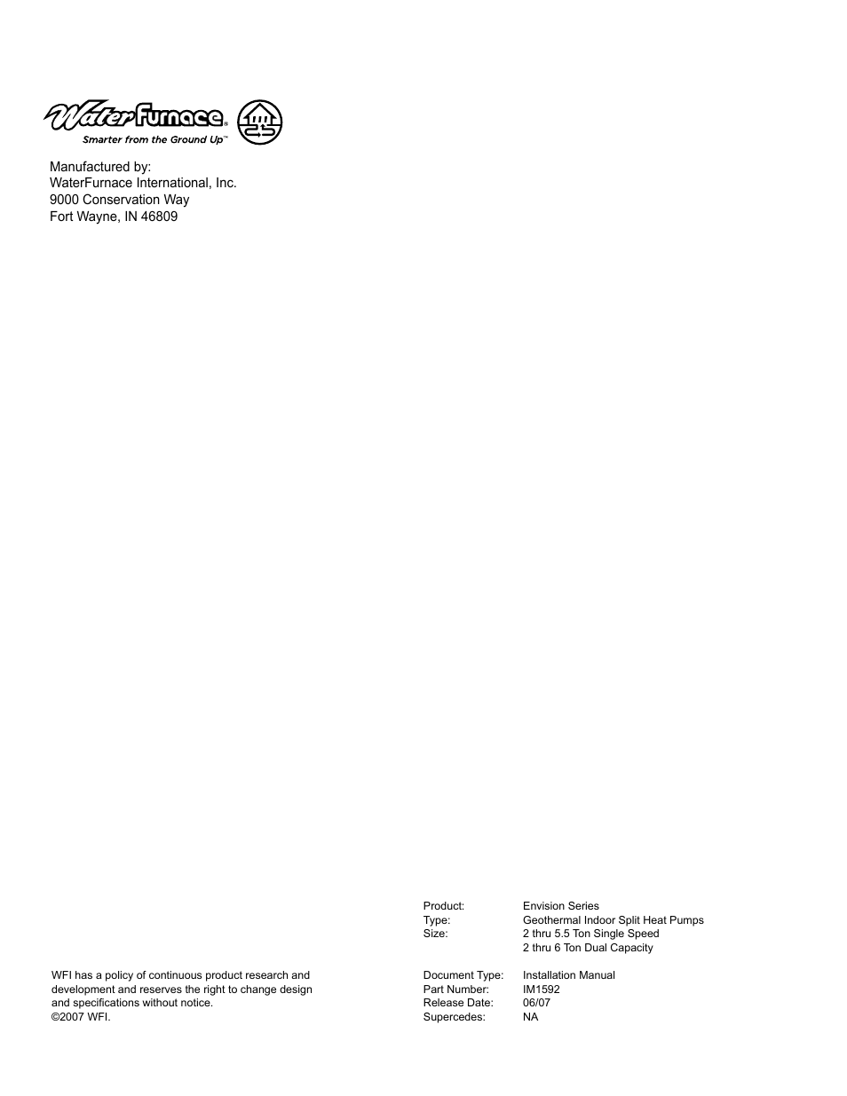 Envision Peripherals Geothermal Indoor Split Heat Pumps User Manual | Page 36 / 36