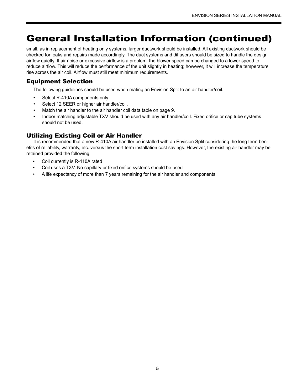 General installation information (continued) | Envision Peripherals Geothermal Indoor Split Heat Pumps User Manual | Page 5 / 36