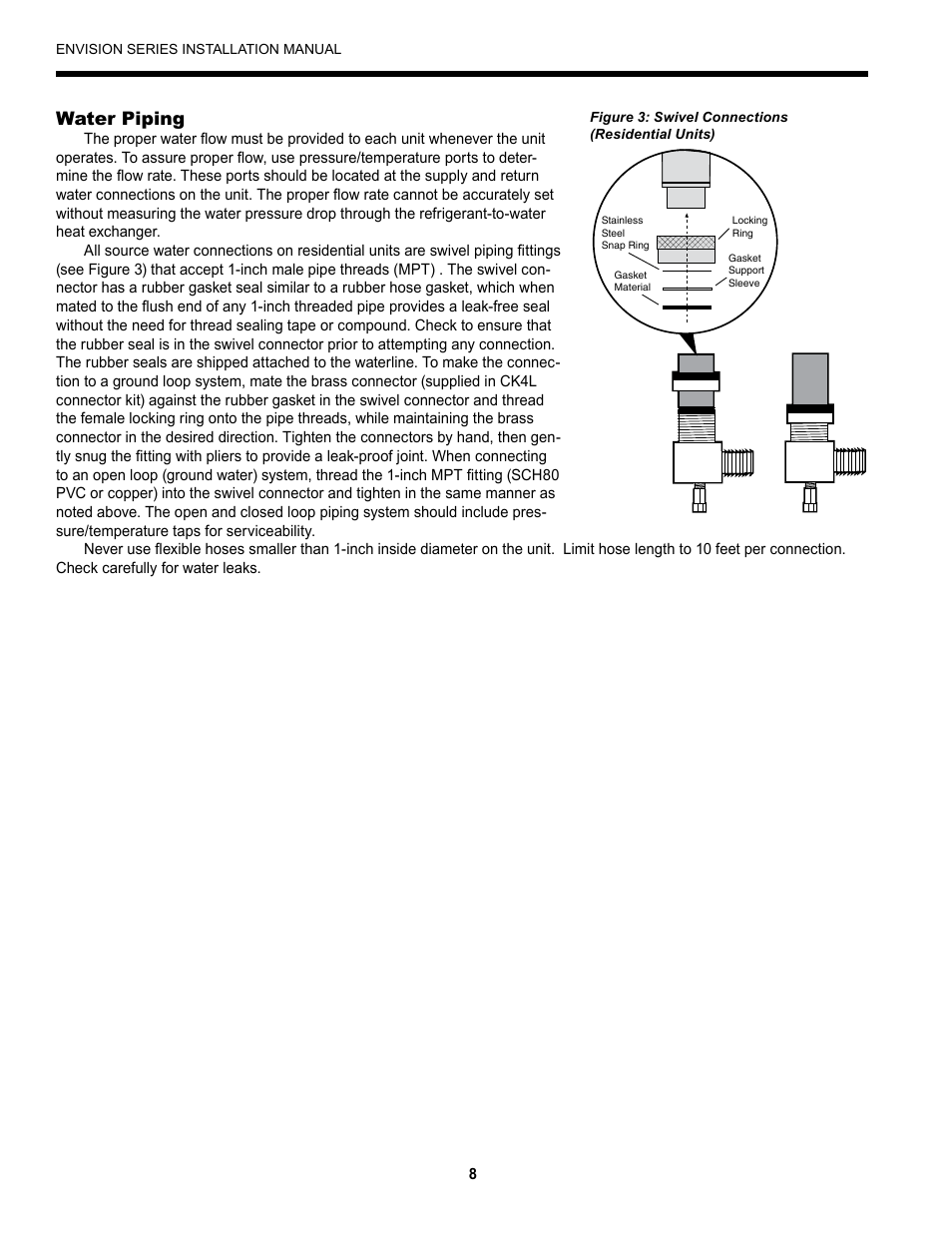 Water piping | Envision Peripherals Geothermal Indoor Split Heat Pumps User Manual | Page 8 / 36