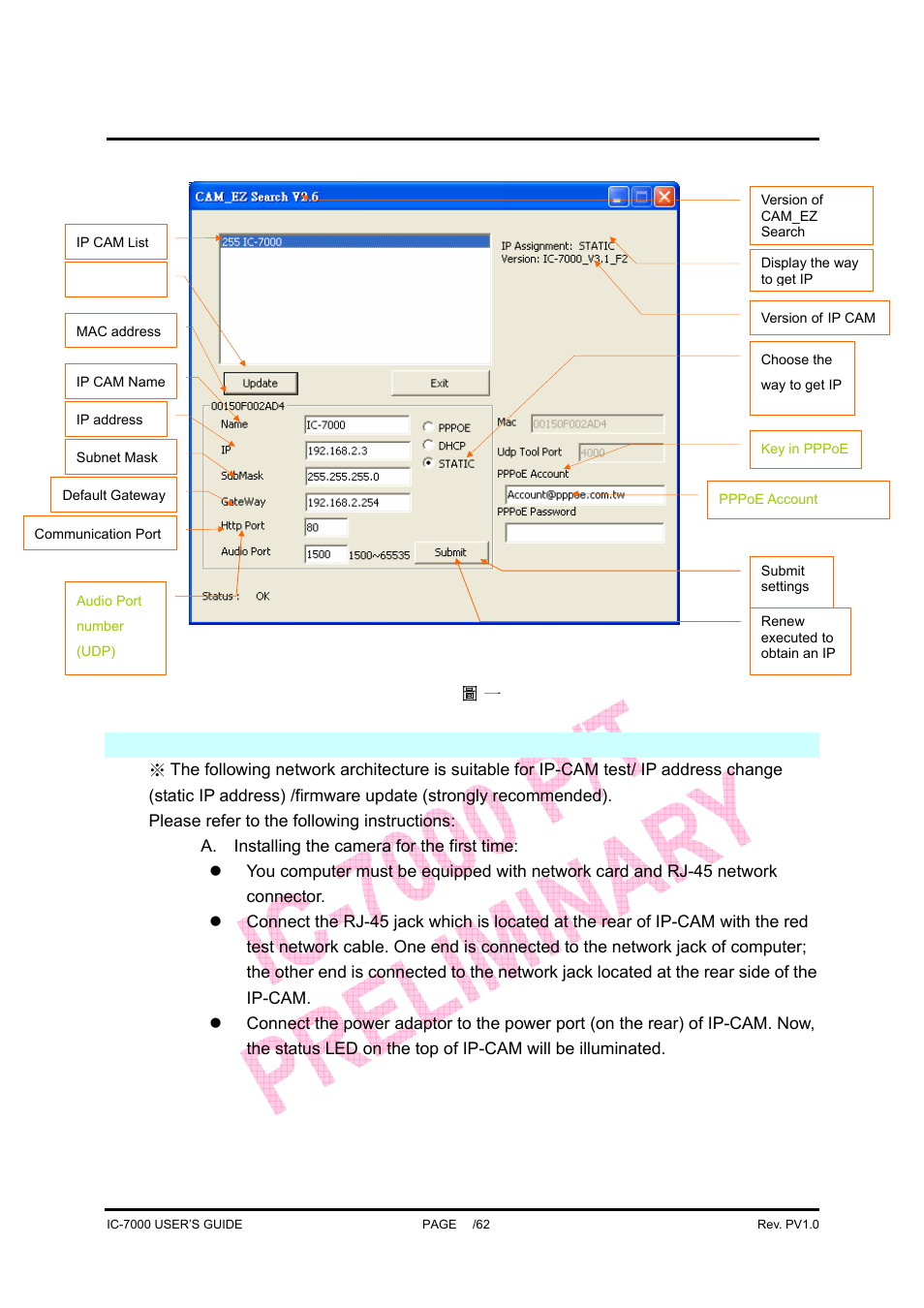 Ic-7000 cam user’s guide | Edimax Technology Pan/Tilt IP Surveillance Camera IC-7000 User Manual | Page 10 / 62