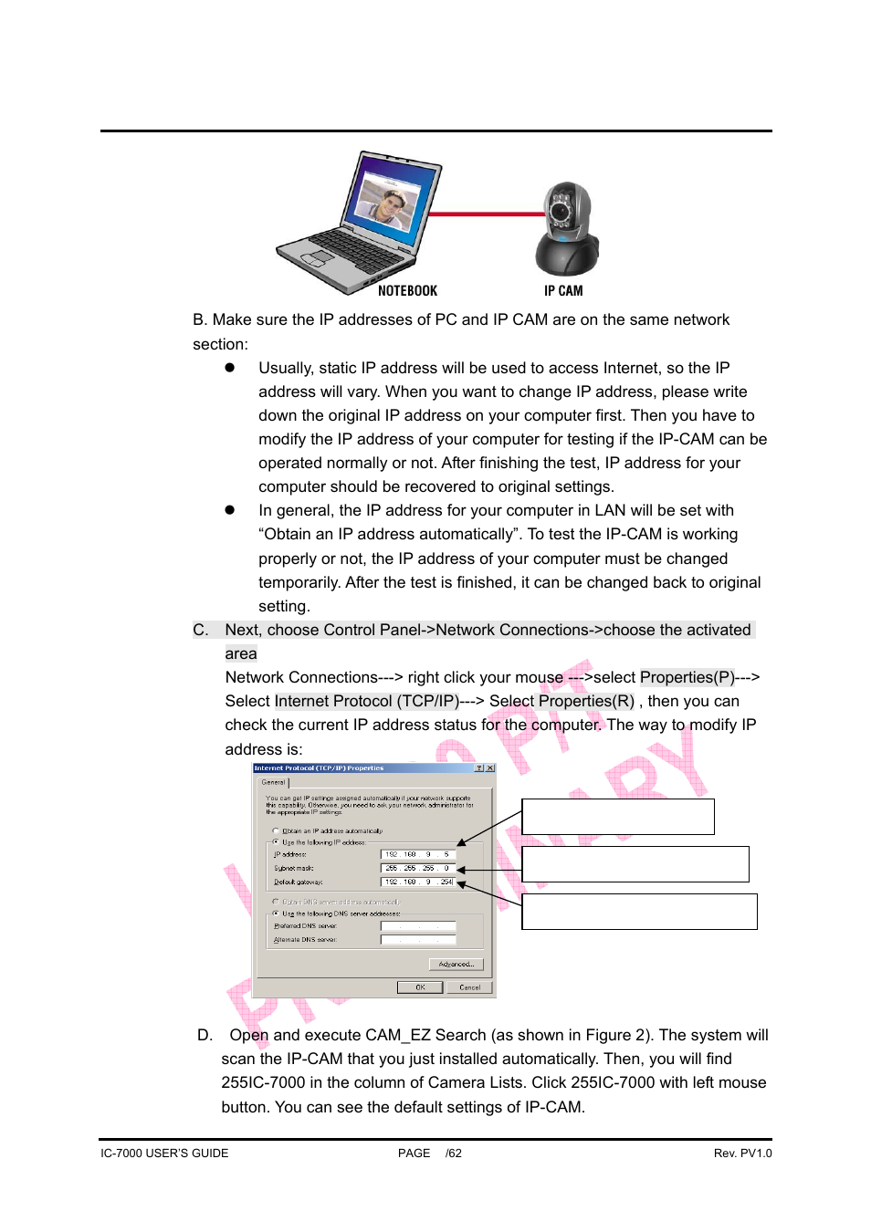 Ic-7000 cam user’s guide | Edimax Technology Pan/Tilt IP Surveillance Camera IC-7000 User Manual | Page 11 / 62