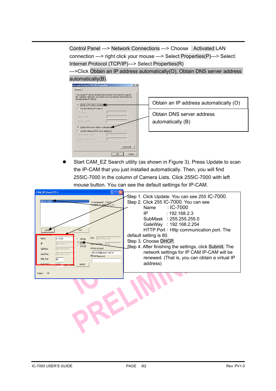 Ic-7000 cam user’s guide | Edimax Technology Pan/Tilt IP Surveillance Camera IC-7000 User Manual | Page 15 / 62