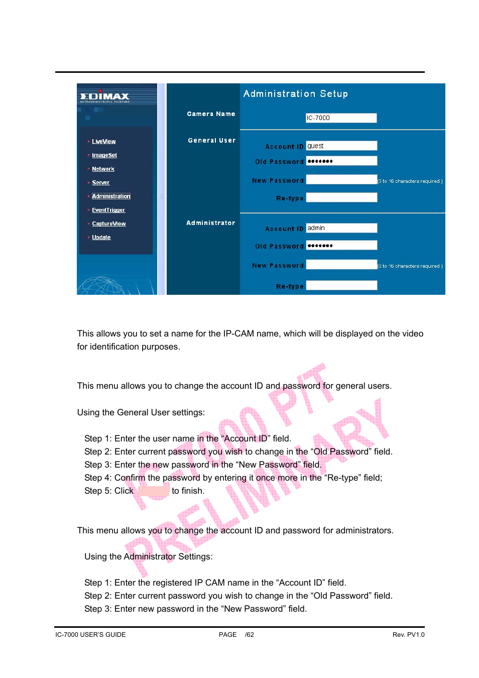 Ic-7000 cam user’s guide | Edimax Technology Pan/Tilt IP Surveillance Camera IC-7000 User Manual | Page 45 / 62