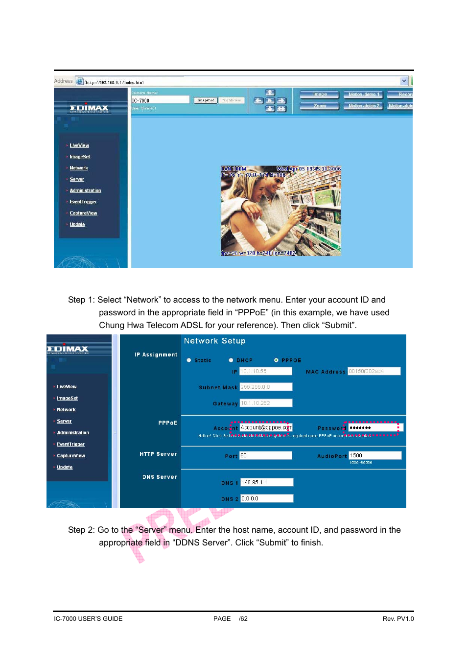 Ic-7000 cam user’s guide | Edimax Technology Pan/Tilt IP Surveillance Camera IC-7000 User Manual | Page 55 / 62