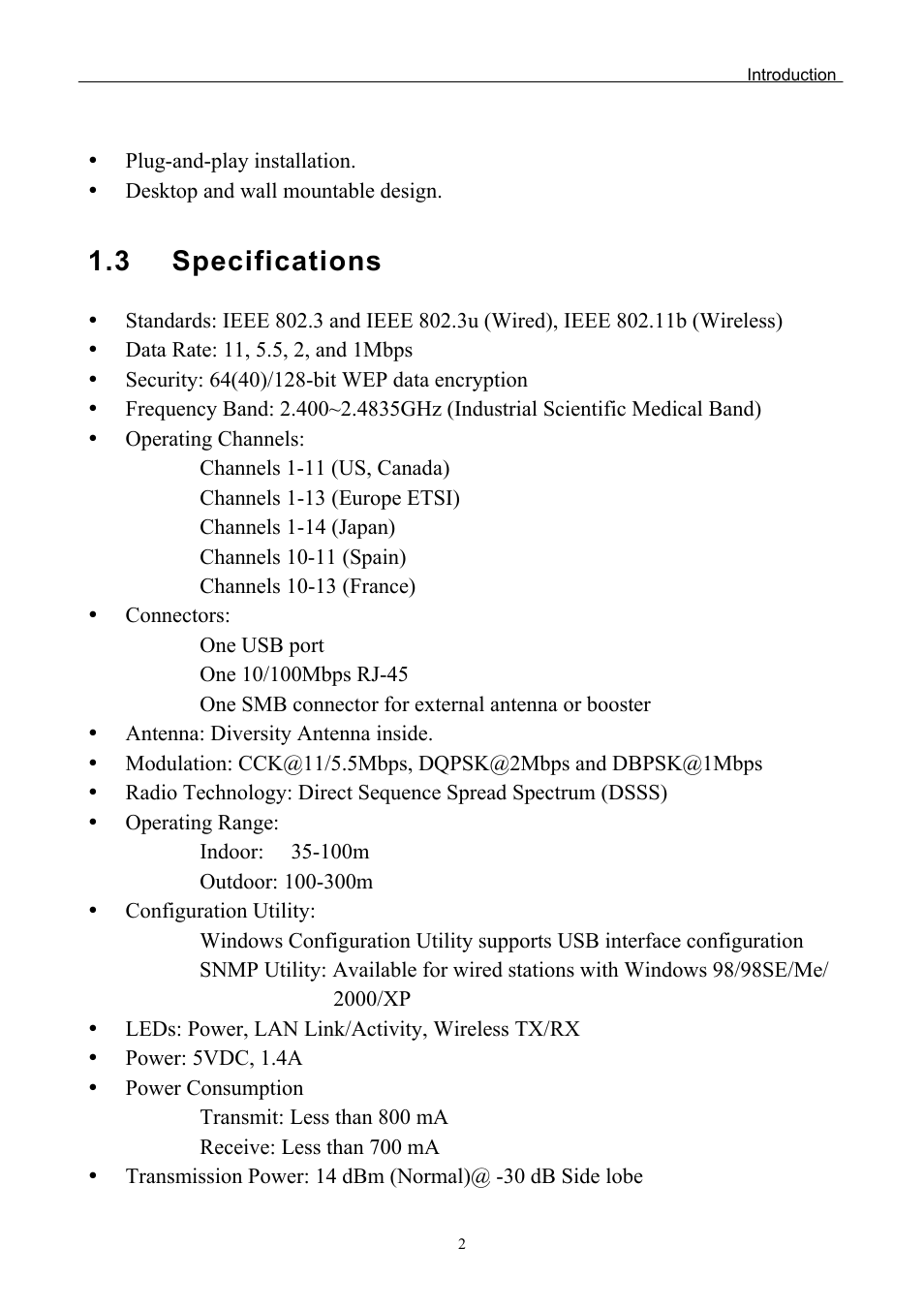 3 specifications | Edimax Technology EW-7205AP User Manual | Page 4 / 36