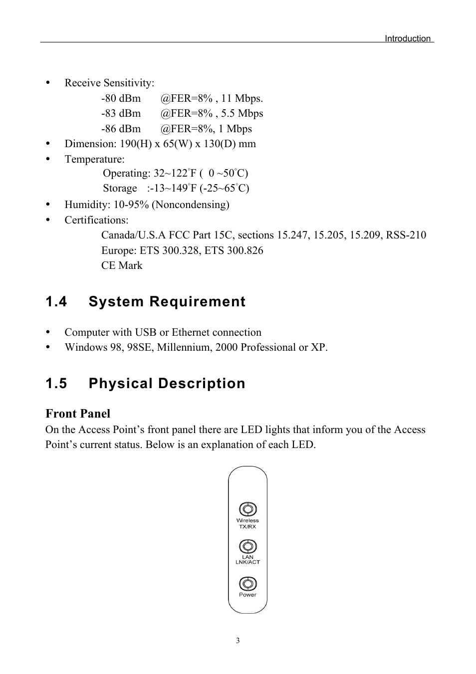 4 system requirement, 5 physical description | Edimax Technology EW-7205AP User Manual | Page 5 / 36