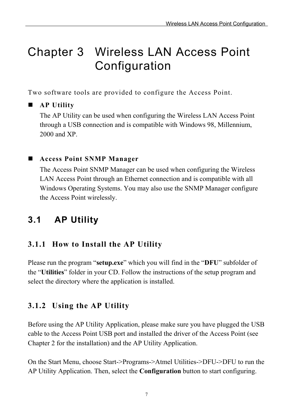 Chapter 3 wireless lan access point configuration, 1 ap utility | Edimax Technology EW-7205AP User Manual | Page 9 / 36
