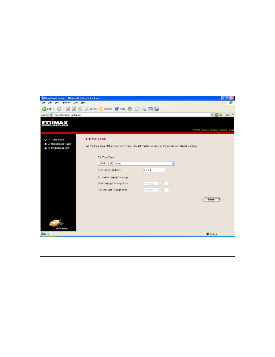 Chapter 1, Quick setup, Step 1) time zone | Chapter 1 quick setup step 1) time zone | Edimax Technology Multi-Homing Broadband Router User Manual | Page 15 / 87