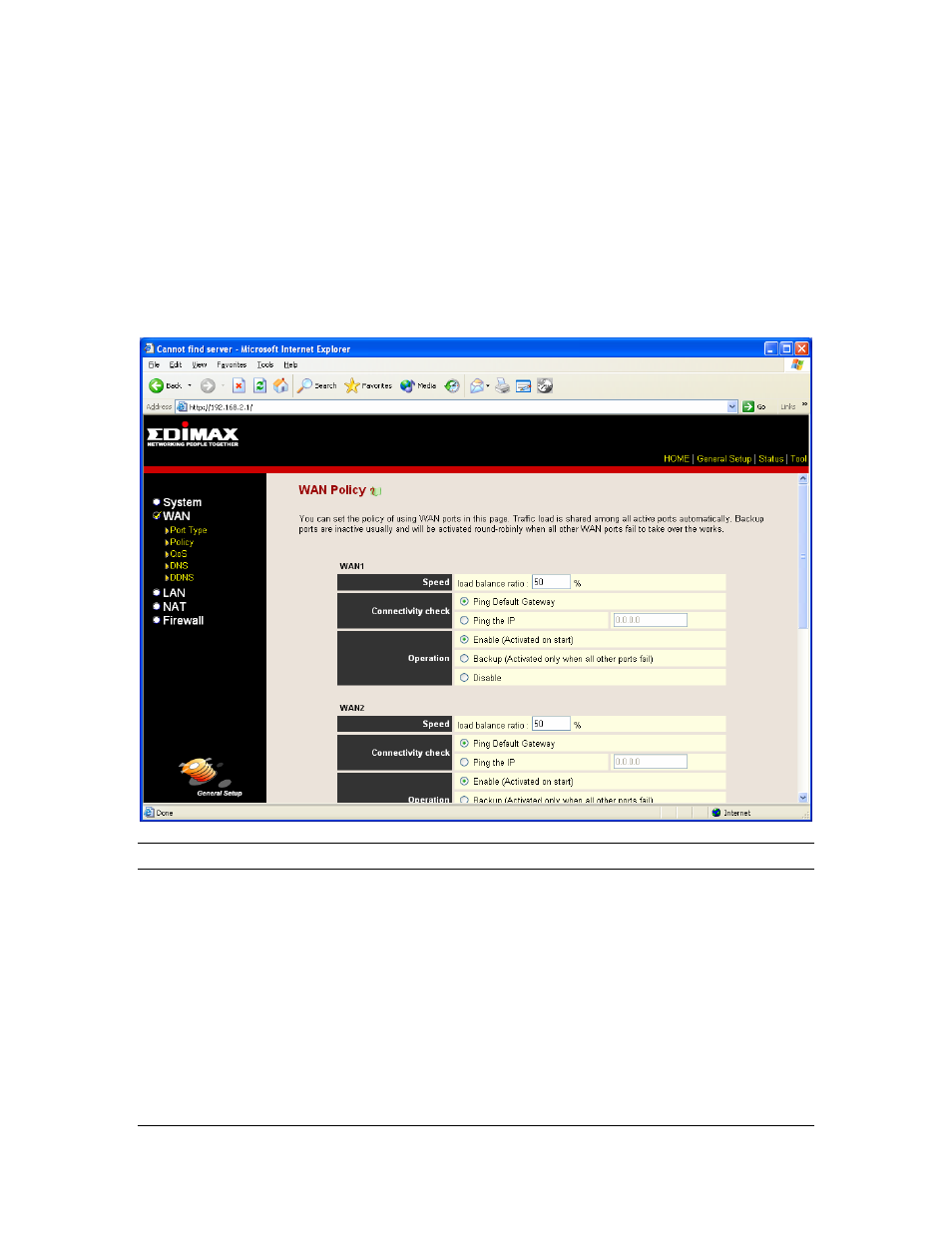 7 wan policy | Edimax Technology Multi-Homing Broadband Router User Manual | Page 38 / 87