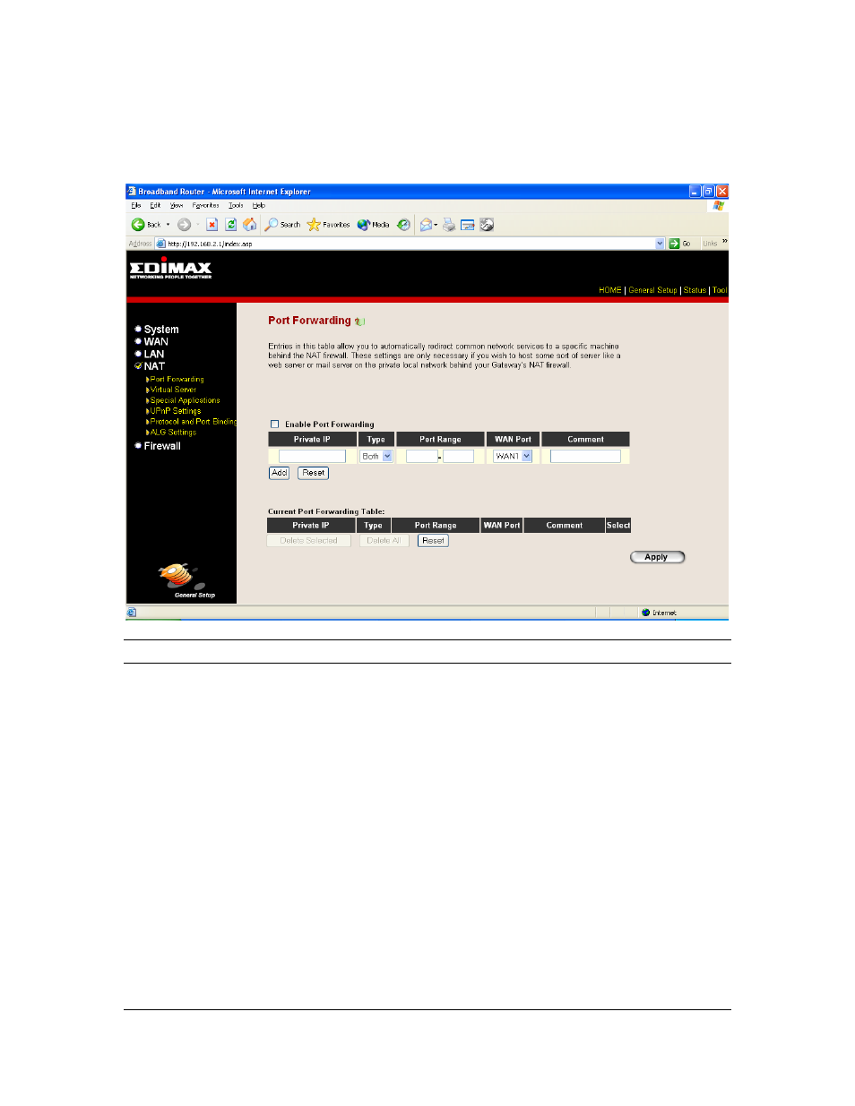 1 port forwarding | Edimax Technology Multi-Homing Broadband Router User Manual | Page 49 / 87