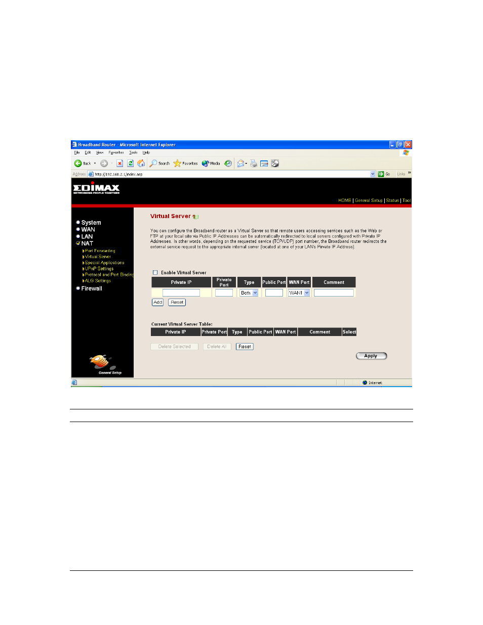 2 virtual server | Edimax Technology Multi-Homing Broadband Router User Manual | Page 51 / 87