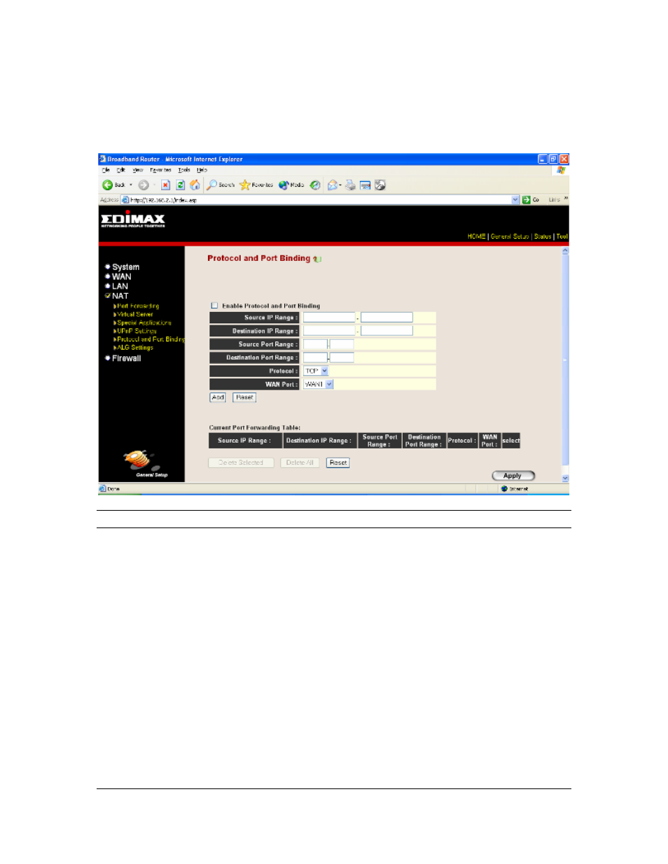 5 protocol and port binding | Edimax Technology Multi-Homing Broadband Router User Manual | Page 57 / 87