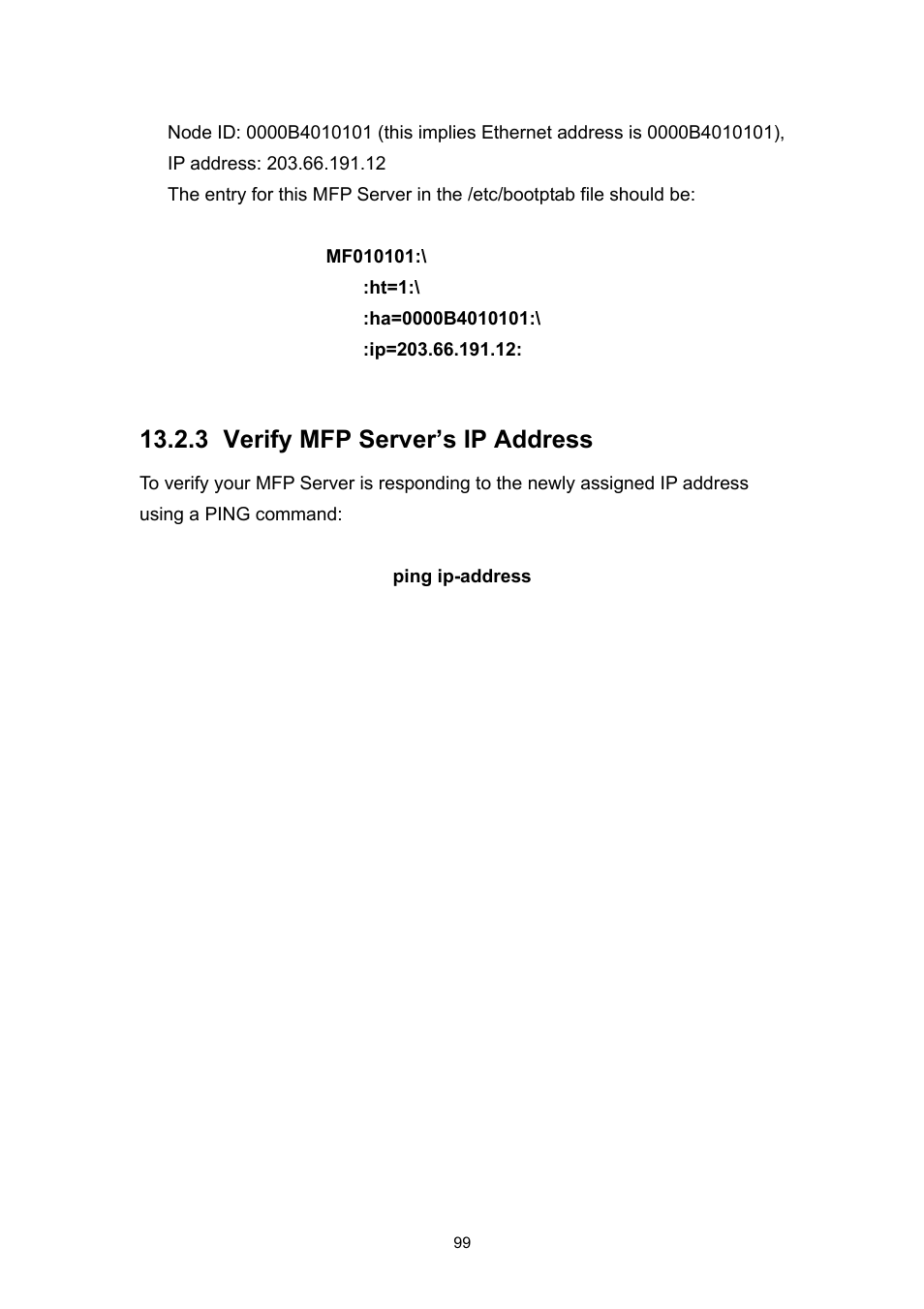 3 verify mfp server’s ip address | Edimax Technology EDIMAX FAST ETHERNET MFP SERVER VERSION: 2.0 User Manual | Page 105 / 118