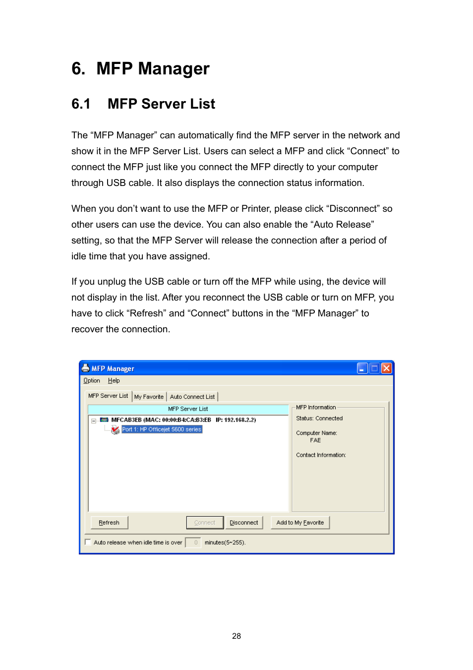 Mfp manager, 1 mfp server list | Edimax Technology EDIMAX FAST ETHERNET MFP SERVER VERSION: 2.0 User Manual | Page 34 / 118