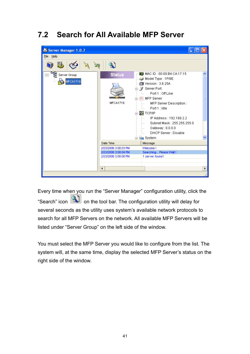 2 search for all available mfp server | Edimax Technology EDIMAX FAST ETHERNET MFP SERVER VERSION: 2.0 User Manual | Page 47 / 118