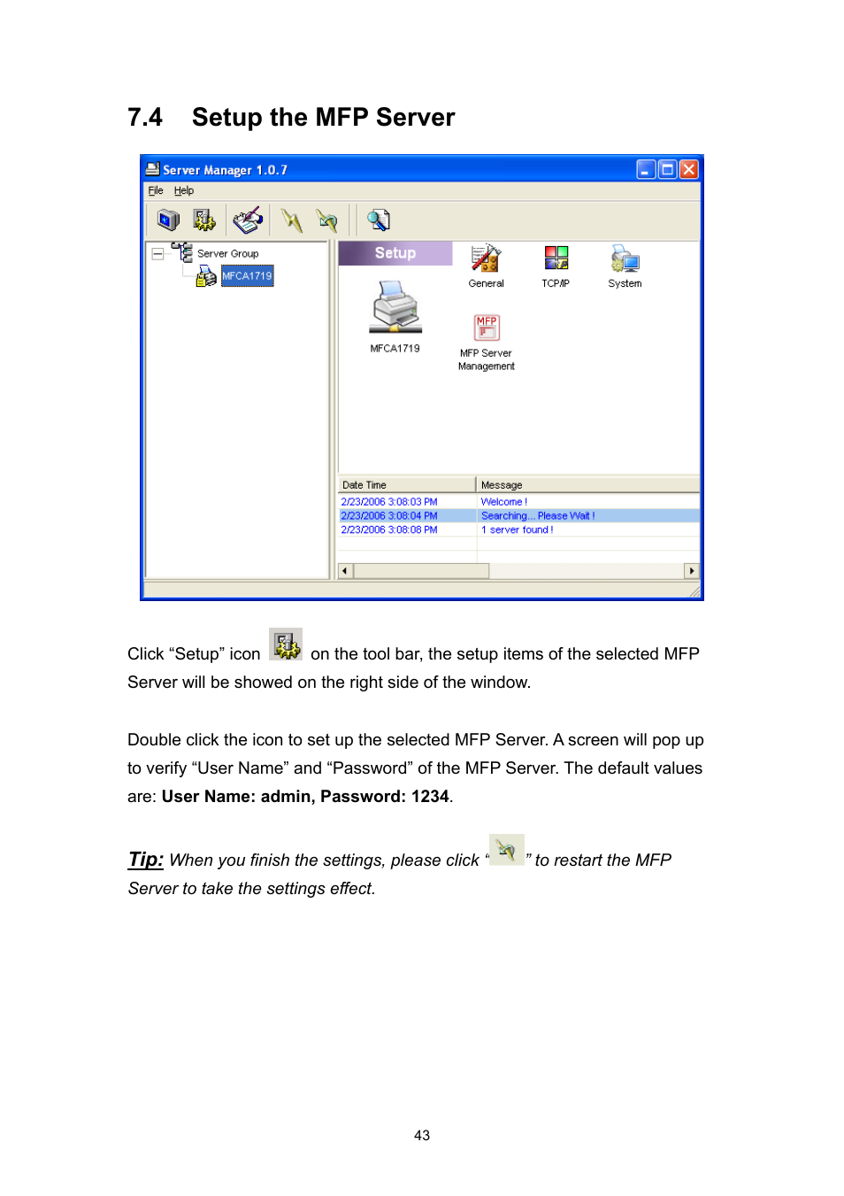 4 setup the mfp server | Edimax Technology EDIMAX FAST ETHERNET MFP SERVER VERSION: 2.0 User Manual | Page 49 / 118