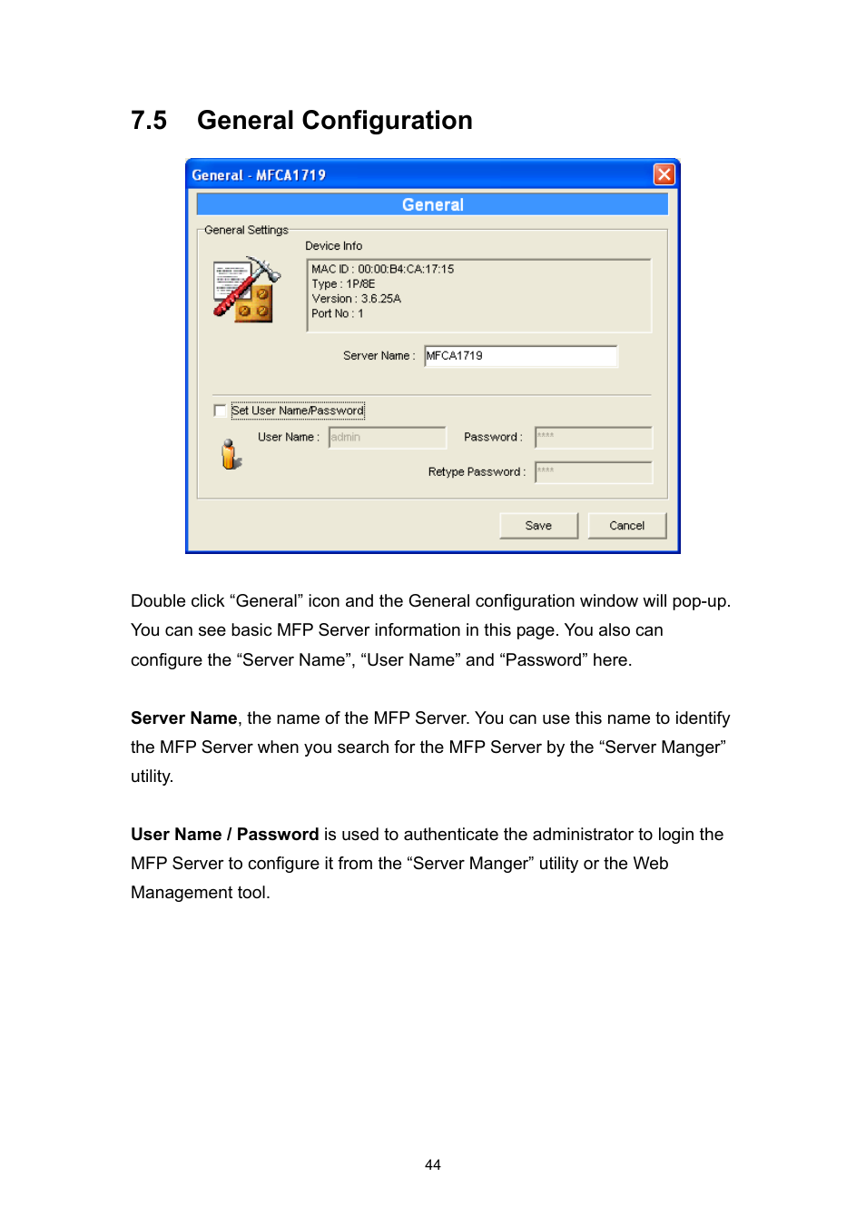 5 general configuration | Edimax Technology EDIMAX FAST ETHERNET MFP SERVER VERSION: 2.0 User Manual | Page 50 / 118