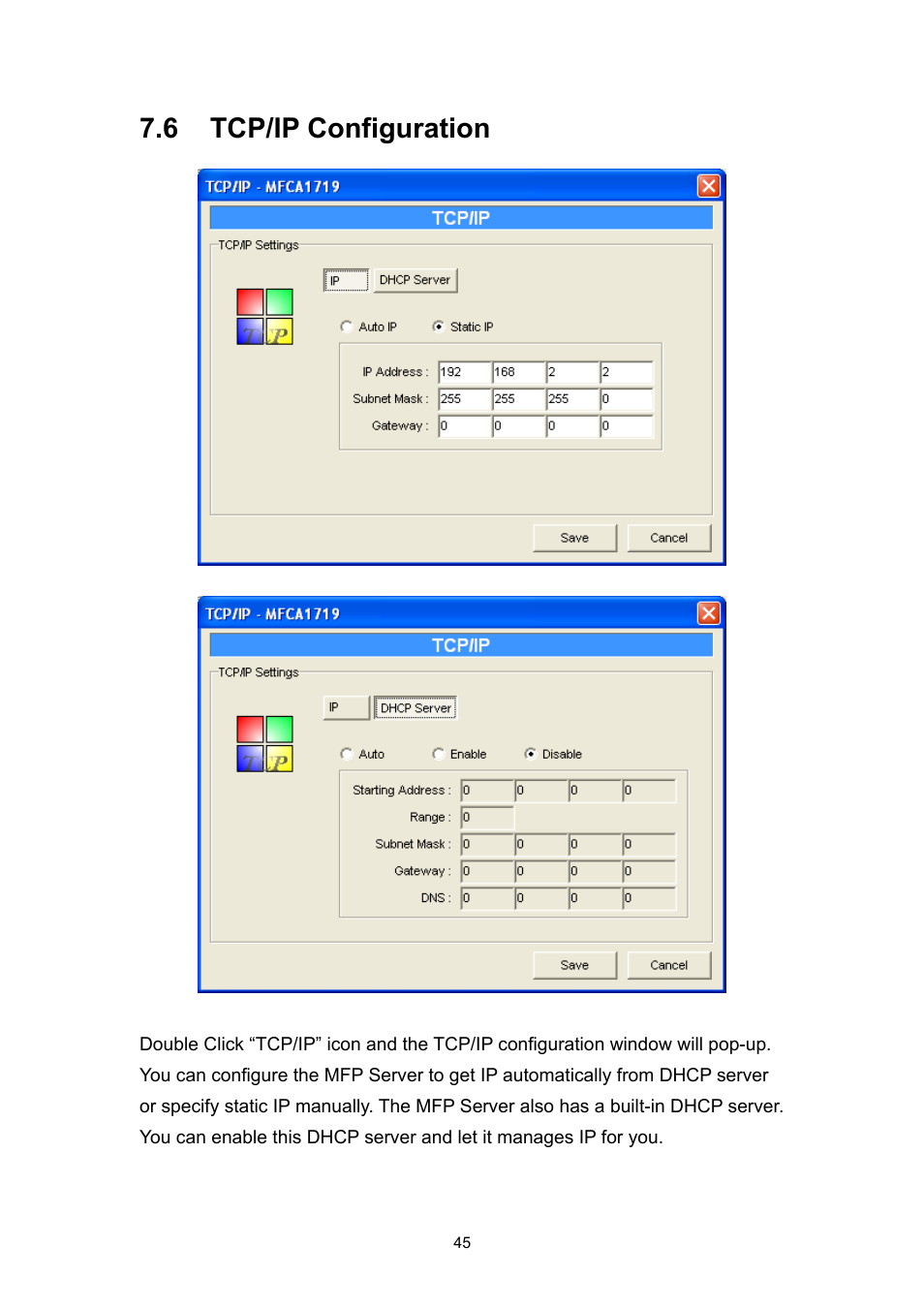 6 tcp/ip configuration | Edimax Technology EDIMAX FAST ETHERNET MFP SERVER VERSION: 2.0 User Manual | Page 51 / 118