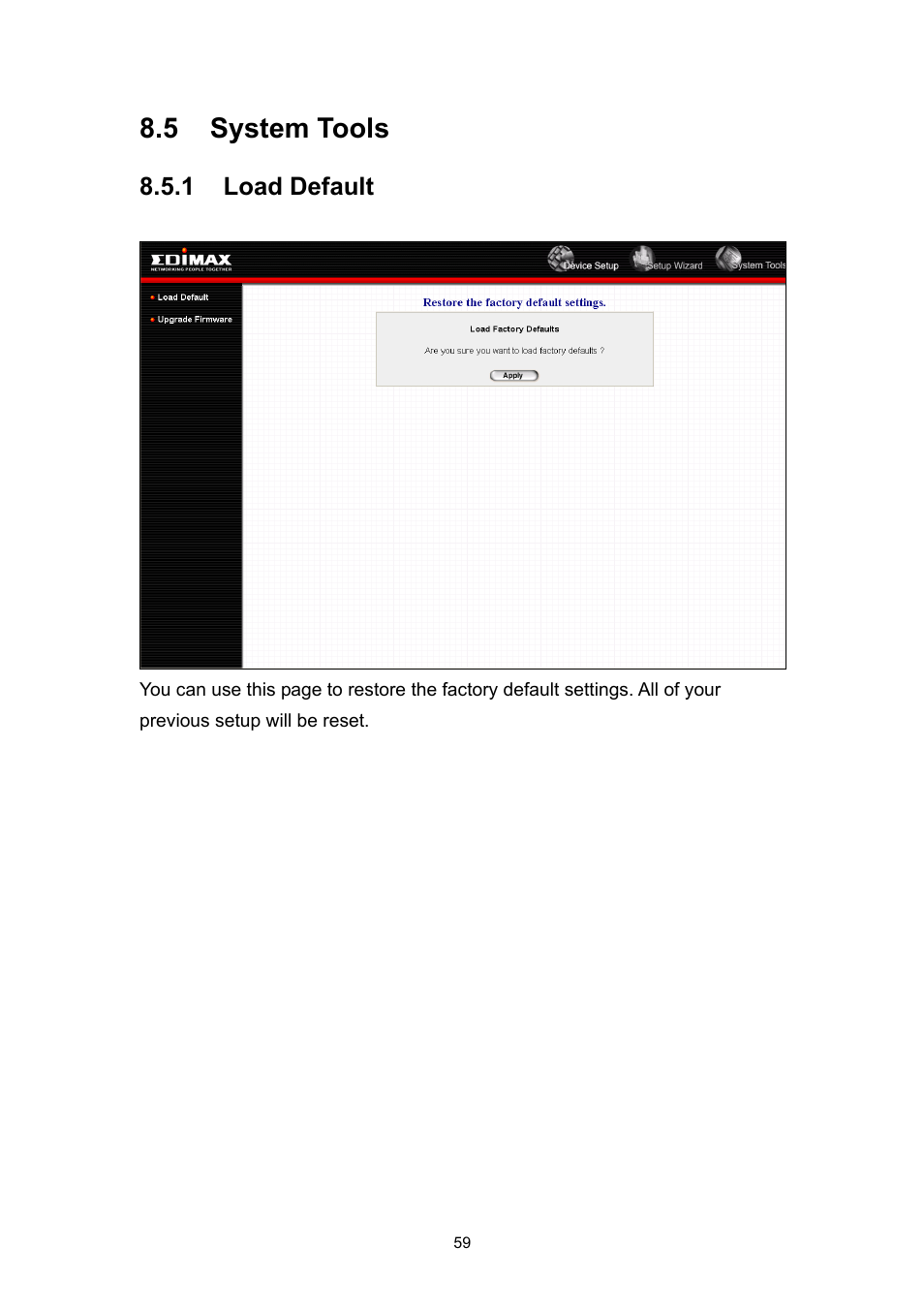 5 system tools | Edimax Technology EDIMAX FAST ETHERNET MFP SERVER VERSION: 2.0 User Manual | Page 65 / 118