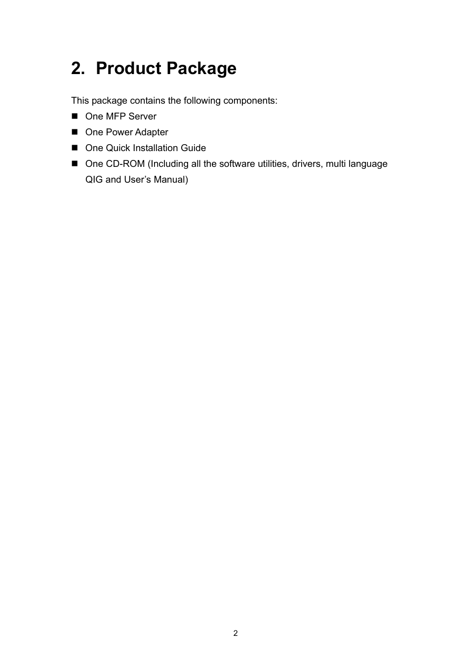 Product package | Edimax Technology EDIMAX FAST ETHERNET MFP SERVER VERSION: 2.0 User Manual | Page 8 / 118